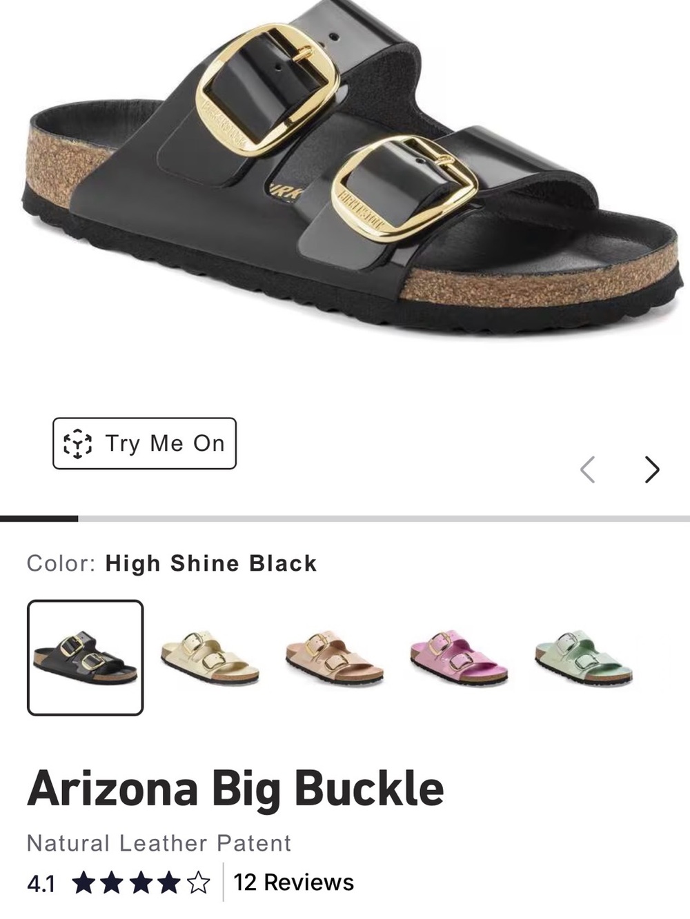 Birkenstock Kids Arizona Patent Sandal in High Shine Black with Gold Buckles